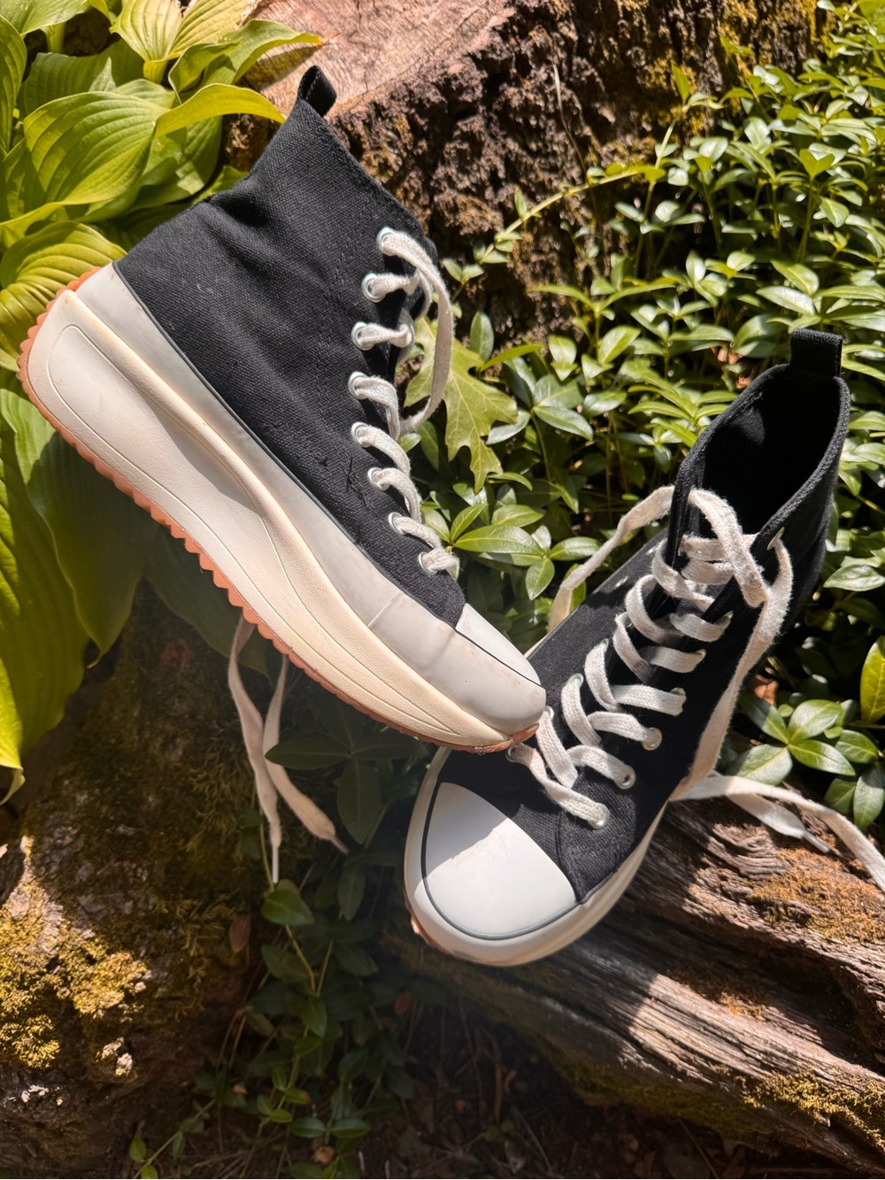 Madden Girl Black High-Top Canvas Platform Sneakers with White Accents